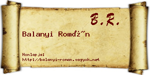 Balanyi Román névjegykártya